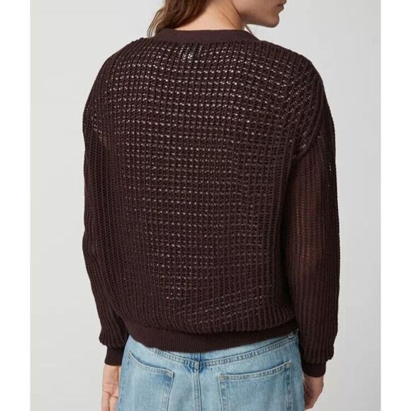 BDG x Urban Outfitters OB1846492 Men Sz S Brown Open Knit Beach Cardigan Sweater - Picture 7 of 7